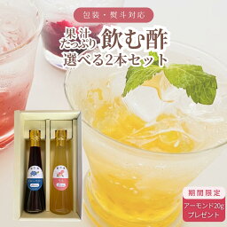 【期間限定アーモンド付き】果汁たっぷり 飲む酢 200ml×2本 もも ブルーベリー 生姜と晩柑 国産フルーツビネガー 着色料不使用 ギフト プチギフト 手土産 オリゴ糖