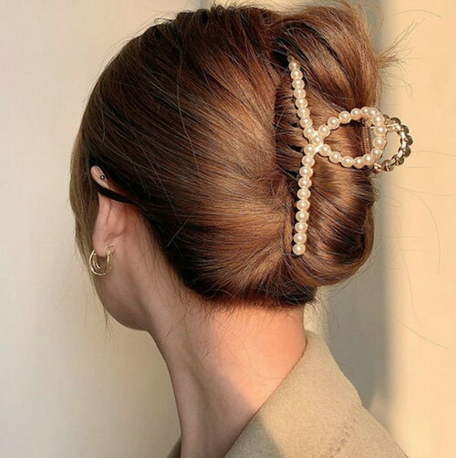 バンスクリップ パール ビジュー ゴールド ヘアクリップ ヘアアクセサリー バレッタ まとめ髪 ヘアアレンジ バンス シンプル シック 大人 おしゃれ しっかり...