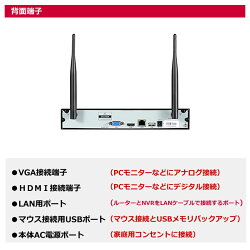 防犯カメラワイヤレス屋外屋内選べる4台セットドームバレットレコーダーセットHDD1TB付属AV-K1004EWあす楽対応