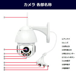 防犯カメラワイヤレス屋外PTZ旋回機能スピードドームカメラ夜間対応WiFiスマホ監視カメラAV-IPCAM08ptz