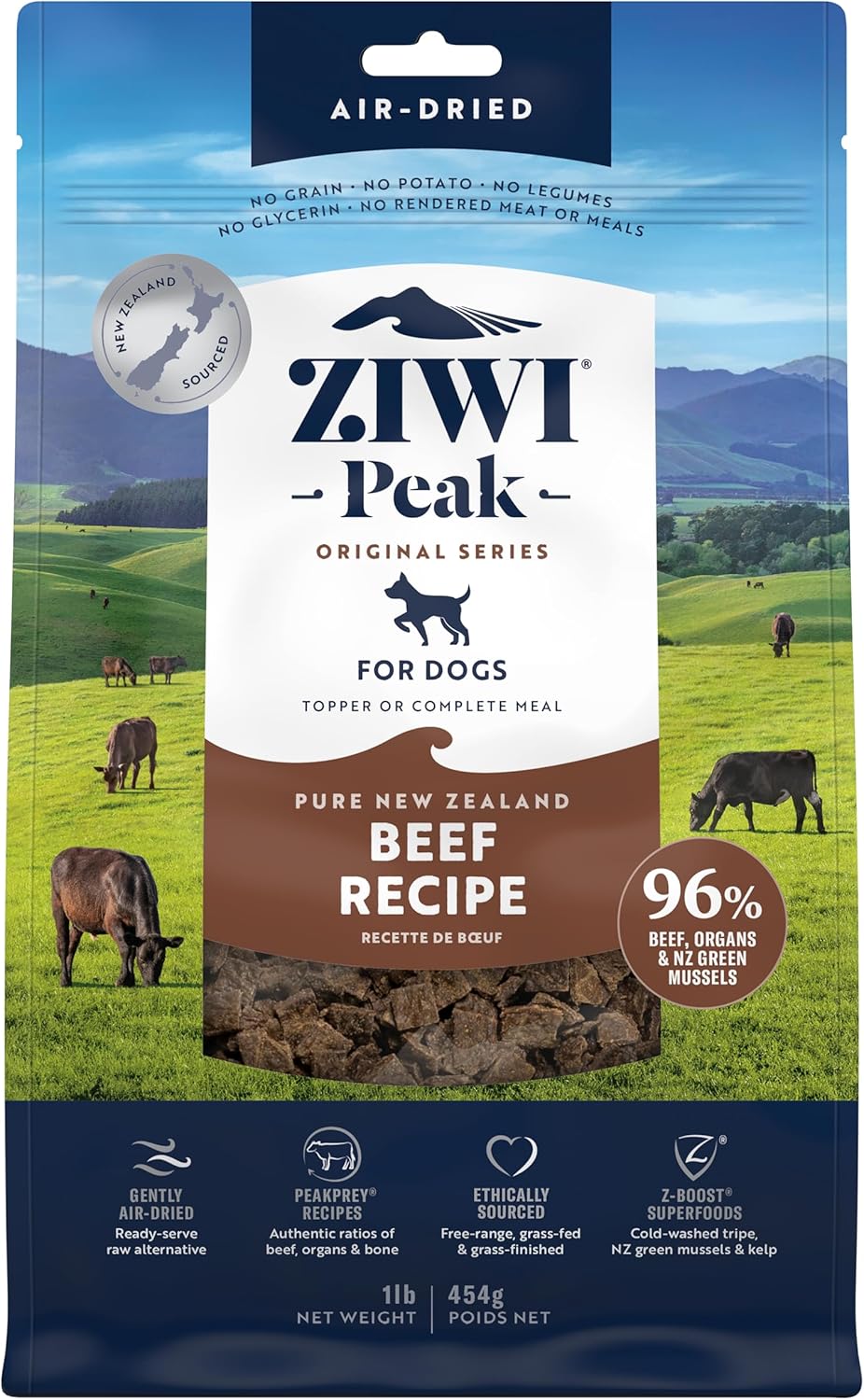 Rakuten - ZiwiPeak エアドライ・ドッグフード グラスフェッドビーフ 454g 賞味期限：2027年10月30日