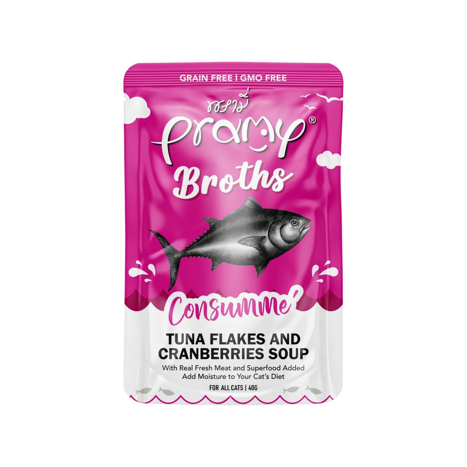 乐天商城 - 正規品 Pramy プラミー コンソメ ツナフレーク クランベリースープ　40g キャットフード 一般食 猫用ウェットフード CAT用スープ