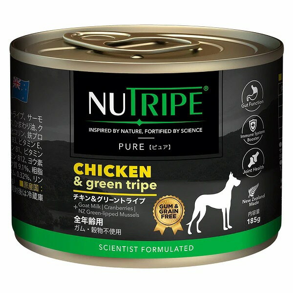 樂天商城 - NUTRIPE ニュートライプ チキン グリーントライプ 185g 穀物不使用 缶詰 犬用ウェットフード プレミアムドッグフード ニュージーランド トッピング ご褒美に 全年齢用 総合栄養食