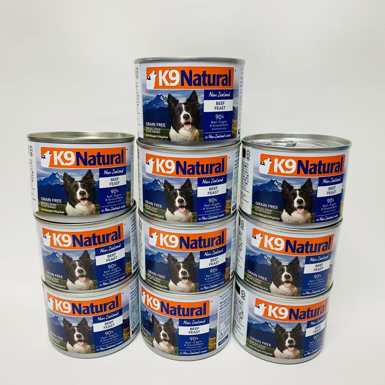 Rakuten - 【訳あり！】凹みあり、写真のご確認お願い致します！【リニューアル前の商品です！】10点セット【リニューアル前】k9natural K9ナチュラル プレミアム缶詰 ビーフフィースト 170gx10個セット 総合栄養食 犬用缶 ドッグフード　賞味期限：2028年1月14日