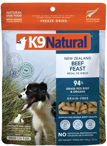 乐天商城 - k9natural K9ナチュラル フリーズドライ ビーフフィースト 100g 牛肉のご馳走 総合栄養食 犬用 ドッグフード
