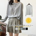 P5倍&セット購入で10%OFFクーポン 【送料無料】レディース 長袖 無地 tシャツ ゆったり uvカット 夏 シアー クールネック トップス プルオーバー ...