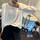 P5倍&セット購入で10%OFFクーポン 【送料無料】ブラウス レディース 長袖 カットソー ボタン タック プルオーバー トップス Tシャツ ゆったり ゆる ...