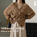 P5倍&セット購入で10%OFFクーポン 【送料無料】シャツ レディース 長袖 春 夏 秋 シャツブラウス 花柄 総柄 高級感 OL vネック シャツブラウス トップス