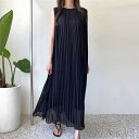 最大15%OFFクーポン 【送料無料】ワンピース ノースリーブ プリーツ ワンピース ロング ワンピース 春 夏 レディース ロング丈 大きいサイズ 夏 無袖 シフォン ワンピース