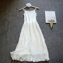 セット購入で10%OFFクーポン 【送料無料】プリーツワンピース キャミソール ワンピース シフォン ワンピース カットソーワンピース レディース ミモレ丈 カットソーワンピース