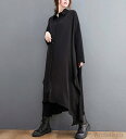 P5倍&セット購入で10%OFFクーポン 【送料無料】レディース トップス ロングシャツ スリット フレア ロングシャツ ワンピース ロングワンピース アシンメトリー シャツワンピース