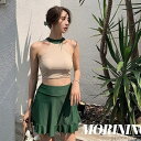 【送料無料】ママコーデ 大人可愛い リボン 背中美人 ビキニ タンキニ スカートセット ホルターネック 2点セット スイムウェア 水着