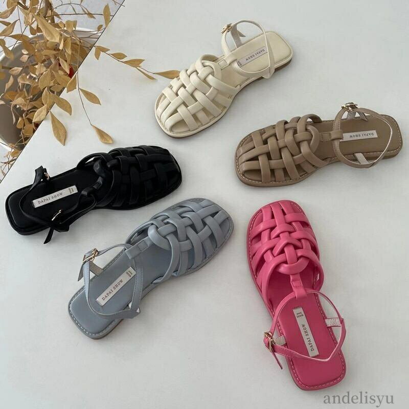 【送料無料】人気 オルチャン 韓国系 ママファッション ママコーデ 大人可愛い 編み込み 5color フラットサンダル グラディエーター