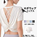 【送料無料】通気 薄手 フィットネスウェア セクシー 背中見せ おしゃれ ルーズブラウス ヨガウェア 丈短め レディース 半袖(4)