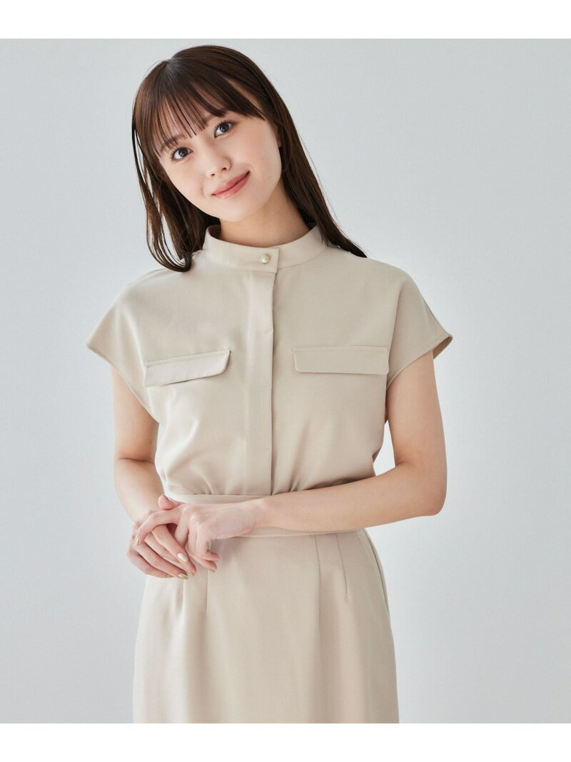 ポケットデザインフレンチスリーブシャツ Andemiu アンデミュウ トップス シャツ・ブラウス ホワイト グレー オレンジ【送料無料】[Rakuten Fashion]のサムネイル