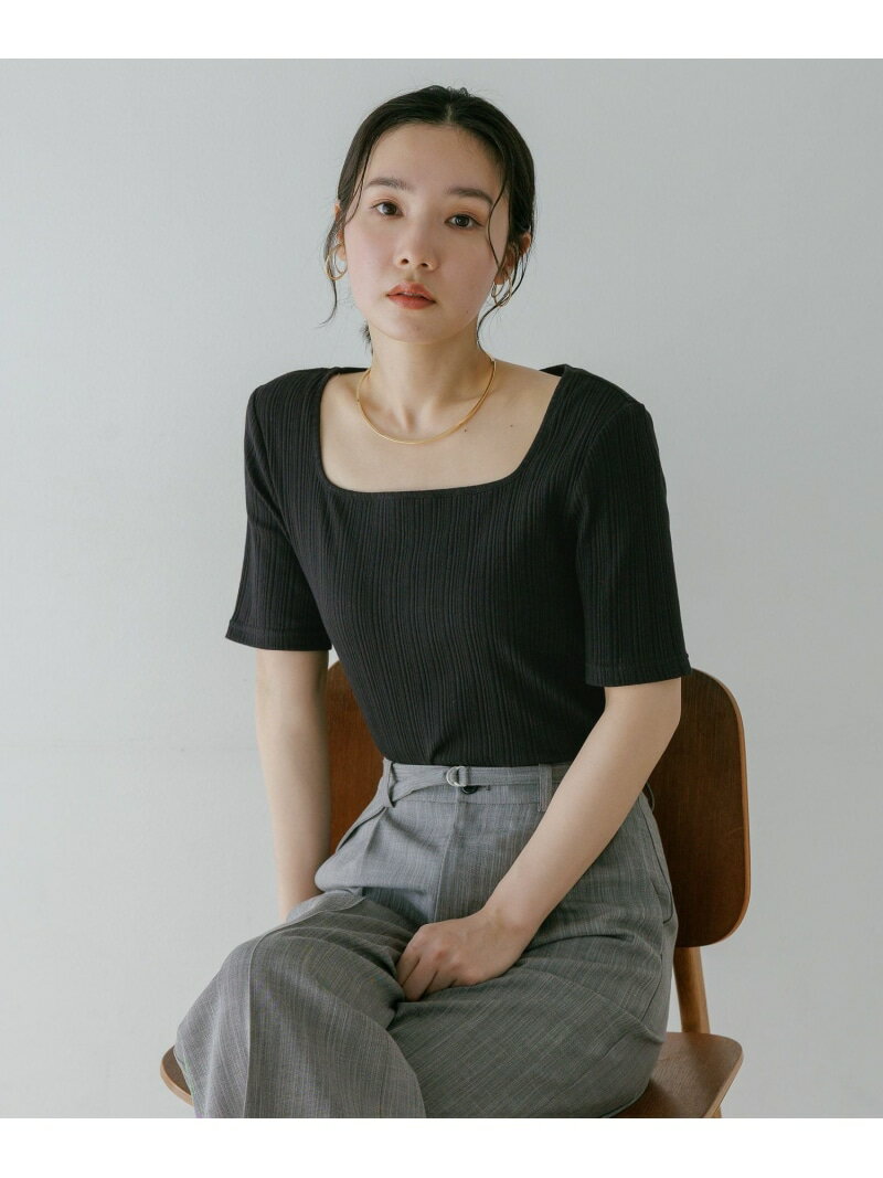 Rakuten - リブTシャツ Andemiu アンデミュウ トップス カットソー・Tシャツ グレー ホワイト ブラック【送料無料】[Rakuten Fashion]