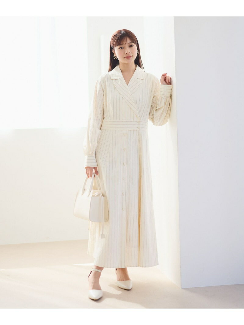 Rakuten - 【SALE／53%OFF】カイキンストライプシャツワンピース Andemiu アンデミュウ ワンピース・ドレス ワンピース ベージュ【RBA_E】【送料無料】[Rakuten Fashion]
