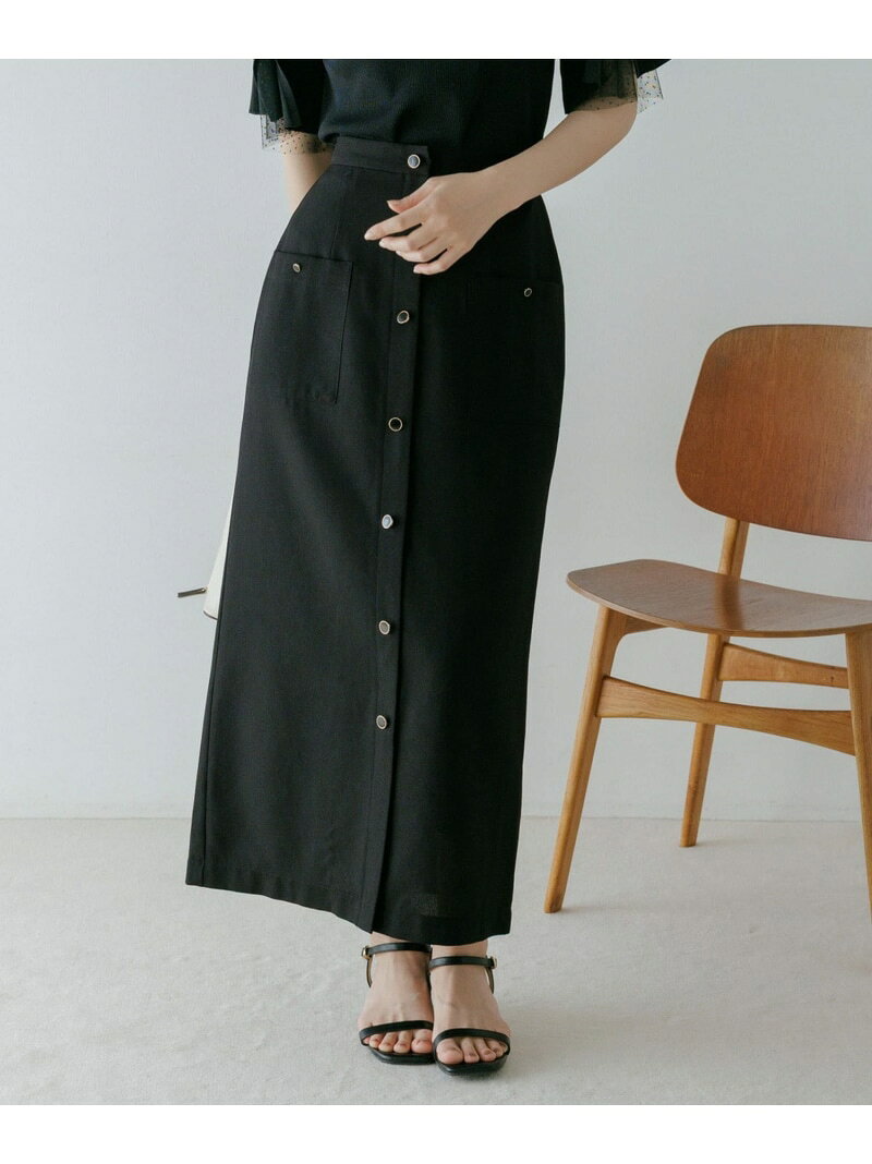 【SALE／30%OFF】ボタンIラインスカート Andemiu アンデミュウ スカート ロング・マキシスカート ベージュ ブラック【RBA_E】【送料無料】[Rakuten Fashion] andemiu-10002500 Andemiu サンプル画像2