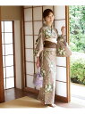 【SALE/50%OFF】オリジナル浴衣3点セット(浴衣・兵児帯・腰ひも) Andemiu アンデミュウ 着物・浴衣・和装小物 浴衣 ベージュ ブラック【RBA...