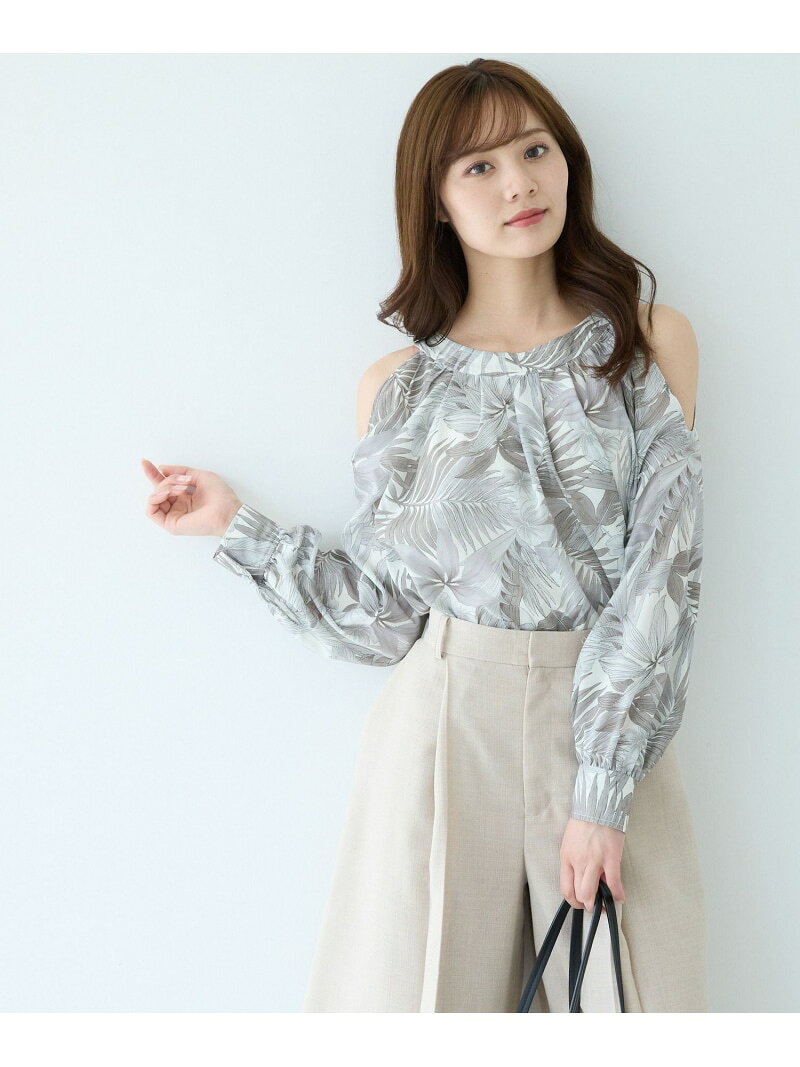 Rakuten - 【SALE／50%OFF】リーフガラースリットブラウス Andemiu アンデミュウ トップス シャツ・ブラウス ブラウン【RBA_E】【送料無料】[Rakuten Fashion]