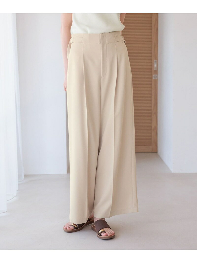 Rakuten - サイドベルトストレートパンツ Andemiu アンデミュウ パンツ その他のパンツ ホワイト ブラック ブルー【送料無料】[Rakuten Fashion]