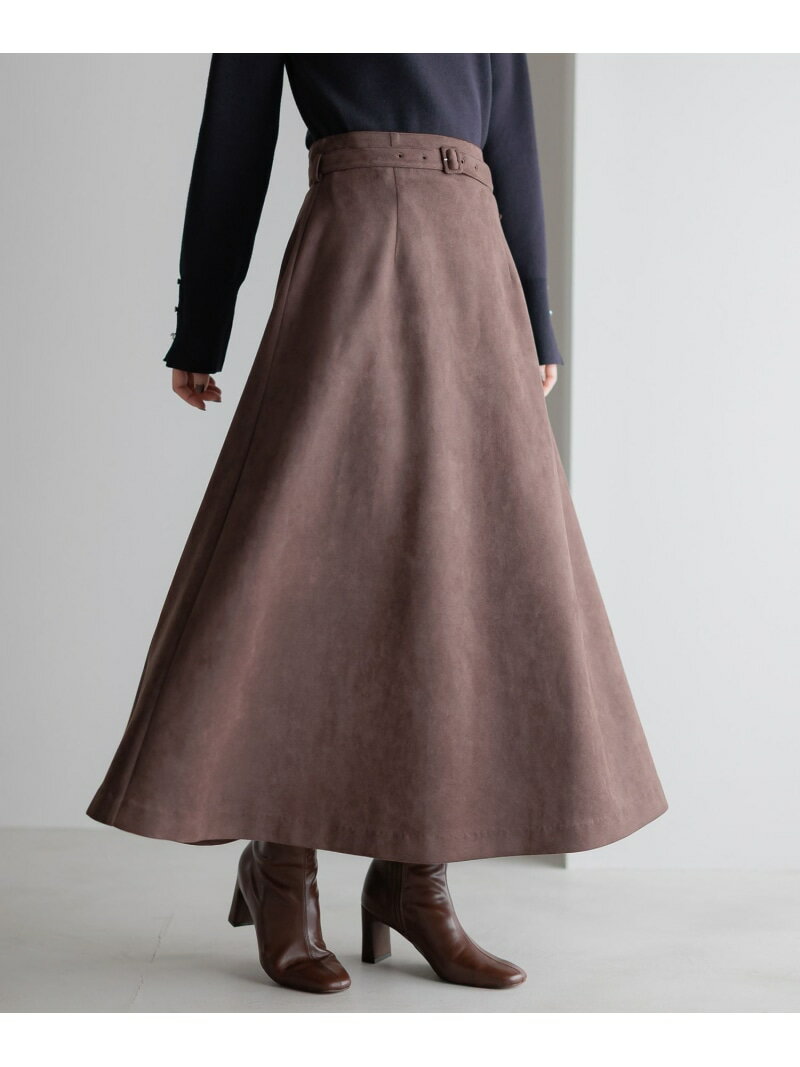 スウェードフレアスカート Andemiu アンデミュウ スカート ロング・マキシスカート グレー レッド ベージュ【先行予約】*【送料無料】[Rakuten Fashion]のサムネイル