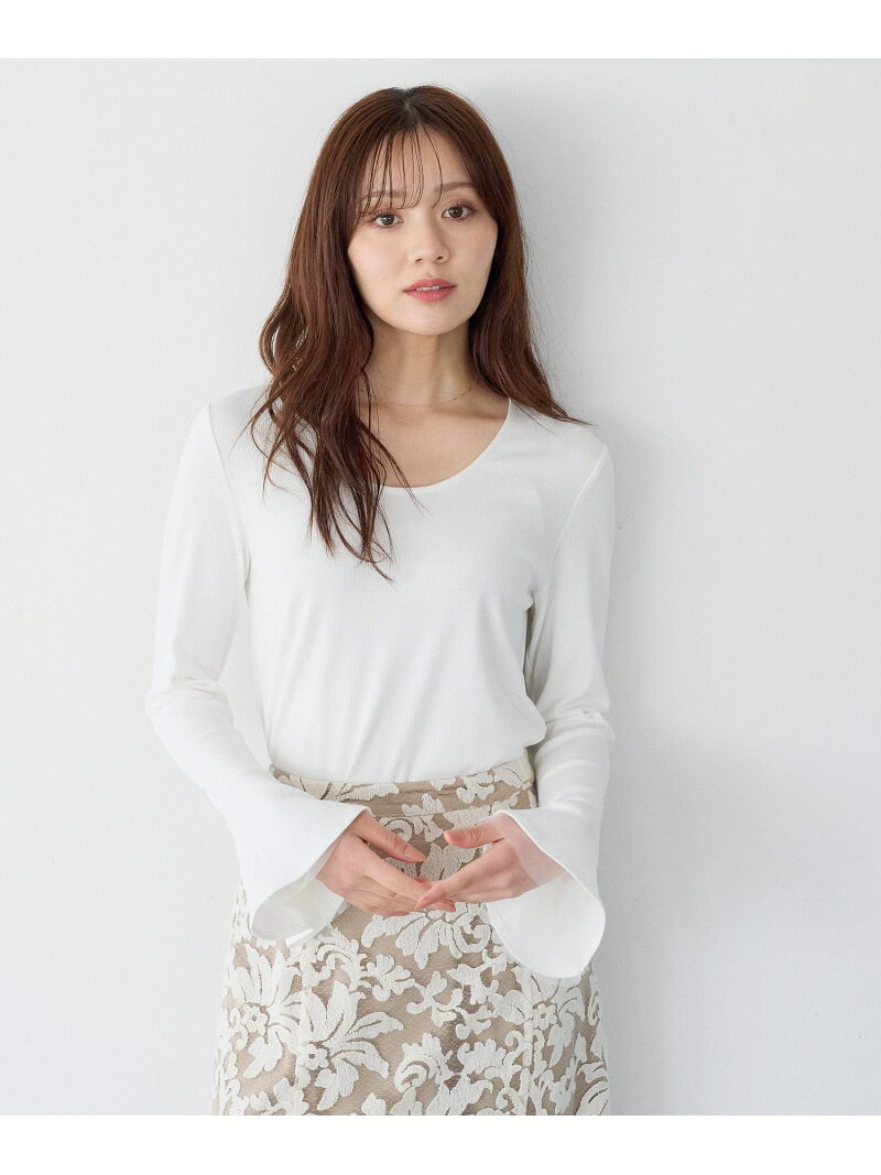 Rakuten - 【SALE／57%OFF】ソデチュールフレアカットソー Andemiu アンデミュウ トップス カットソー・Tシャツ ホワイト ブラック ブラウン ブルー【RBA_E】[Rakuten Fashion]