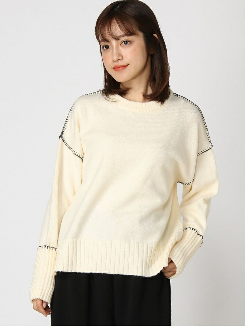 【SALE／20%OFF】(W)ハイショクステッチPO Andemiu アンデミュウ トップス ニット ホワイト イエロー ブルー【RBA_E】【送料無料】[Rakuten Fashion]のサムネイル