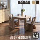 パワフルヒーター6段階に高さ調節できるダイニングこたつ〔スクット〕 80x80cm SAI 彩 正方形 ダイニングテーブル リビング コタツ 炬燵 本体のみ ハ...