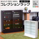 コレクションラック 浅型ロータイプ おしゃれ ディスプレイラック ショーケース プッシュ扉 可動棚 ガラス棚 高級感 奥行19cm Luke 省スペース スリム...
