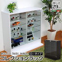 コレクションラック 深型ロータイプ おしゃれ ディスプレイラック ショーケース プッシュ扉 可動棚 ガラス棚 高級感 奥行29cm Luke 省スペース スリム...