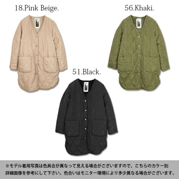 【andit_】あったか裏ボアキルティングコート●メール便不可●(レディース コート アウター キルティング 裏ボア 防寒 おしゃれ あったか 冬アウター ライナーコート あったか 中綿 ミドル丈 ノーカラー軽い 軽量 冬 冬服 新作)