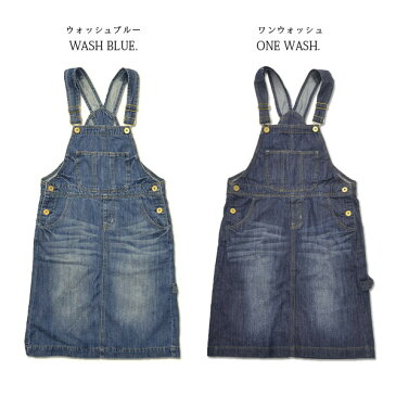ワンピース/ウォッシュデニムスカートオーバーオール【メール便不可】【M】【L】(レディース 秋服 秋物 サロペット デニム オーバーオール 綿100% 大人カジュアル スカート カジュアル ワンピ デニムスカート ジャンパースカート ミドル丈 ひざ下 オールインワン)