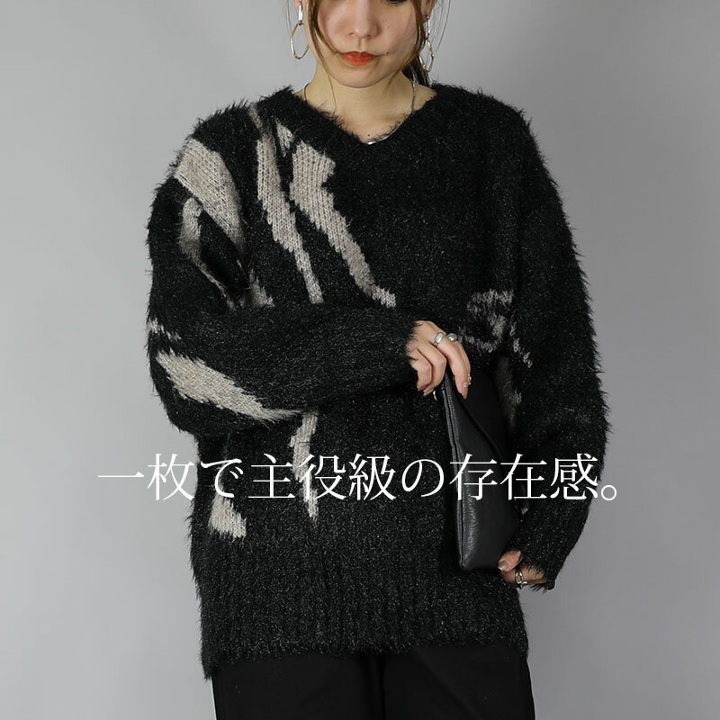 ニット レディース 3.5GGvネックニットプルオーバー トップス セーター 柄 柄編み 柄ニット 秋冬 vネッ..