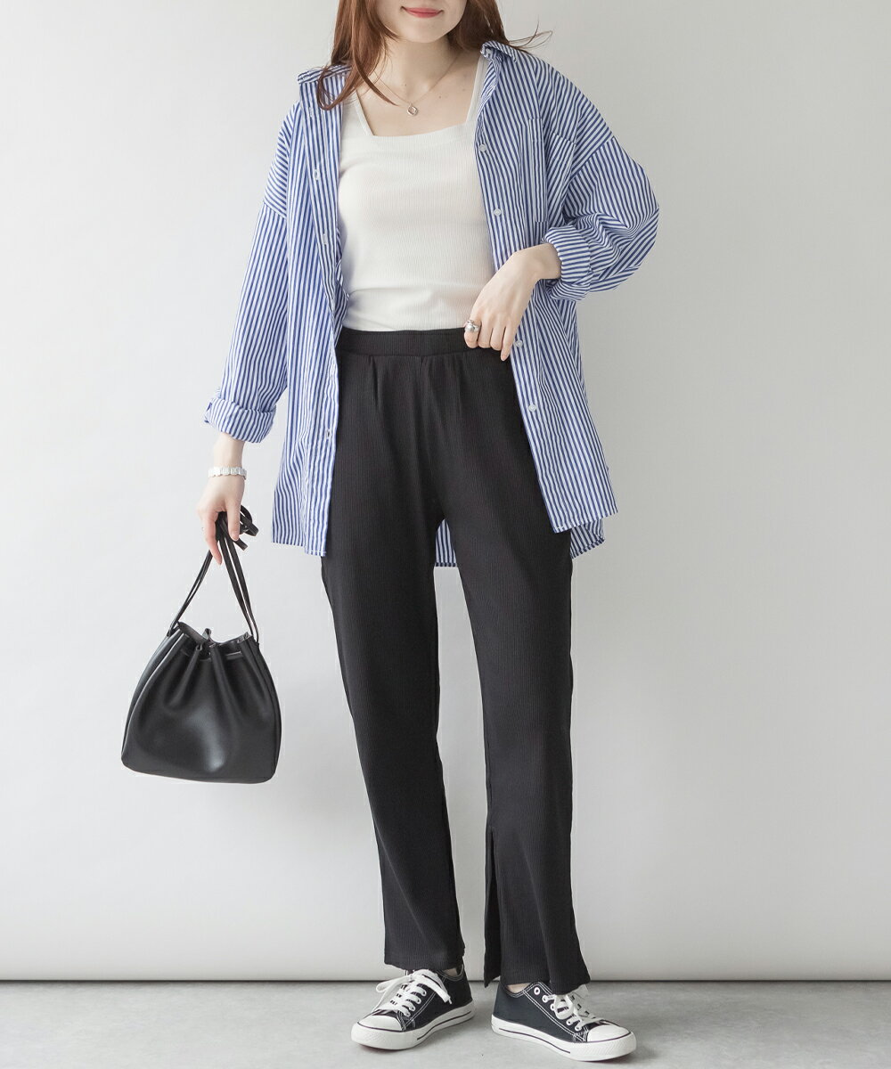 裾スリットストレートカットパンツ レディース ボトムス ブラック キャメル グレーベージュ M L LL 3L 4L 25aw AW 秋 冬 26ss 春 WK-0460 メール便不可
