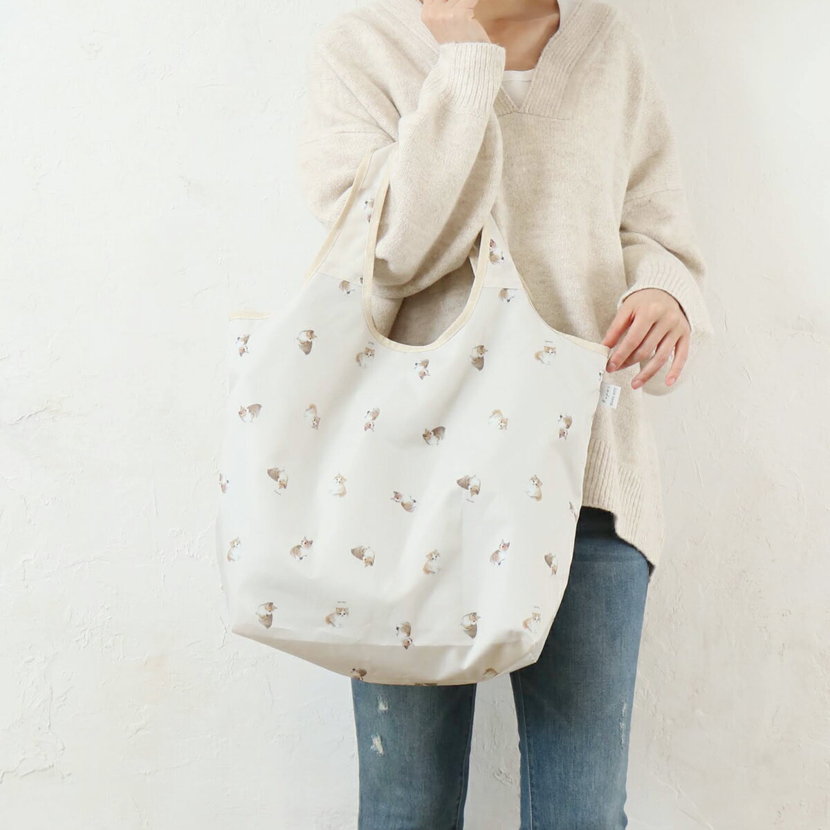 樂天商城 - モチーフプリント保冷保温コンパクトエコバッグ BAG バッグ レディース メンズ 男女兼用 ユニセックス プレゼント おしゃれ お洒落 トレンド 映え バッグ シュナウザー ネコ ウサギ 秋 冬 25aw AW メール便不可
