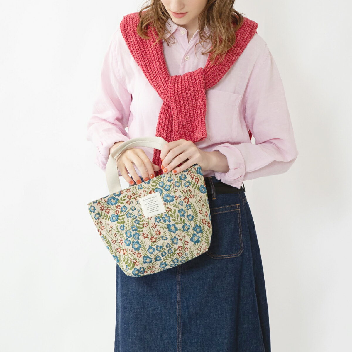 樂天商城 - 彩り美ジャガードミニバッグ BAG バッグ レディース メンズ 男女兼用 ユニセックス プレゼント おしゃれ お洒落 トレンド 映え バッグ 水彩フラワー/ブルー 水彩フラワー/ブラック ガーデン レオパード ホース 秋 冬 25aw AW メール便不可