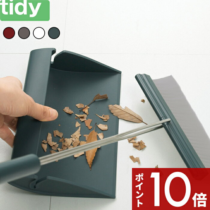 〔レビュー投稿で今治タオル他〕 tidy ティディ 「 ダッパー 」 ホウキ＆チリトリセット ワインレッド ブラウン ホワイト ブルーグリーン ほうき ちりとり 箒 掃除 掃除アイテム 自立 スリム シンプル 北欧 収納 おしゃれ テラモト アッシュコンセプト Dapper