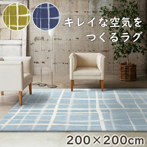 【ポイント12倍★1000円OFFクーポン対象商品】 【プレーベル ラグマット ラグ クロス 200×200cm 】防音 防ダニ 北欧 オールシーズン対応 ホットカーペット 床暖房対応 ポリエステル P01 秋冬春夏用 【】