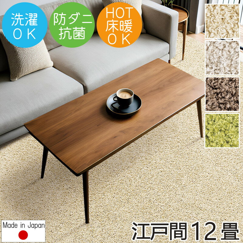 Rakuten - カーペット 12畳 江戸間 厚手 ジャスパー 江戸間12畳 352×522cm プレーベル シャギー ラグ おしゃれ 丸巻き梱包 洗える 洗濯機OK 丸洗い 防ダニ 滑りにくい 日本製 高級 ナイロン 洗える 長方形 P01 ラグマット 春夏秋冬用