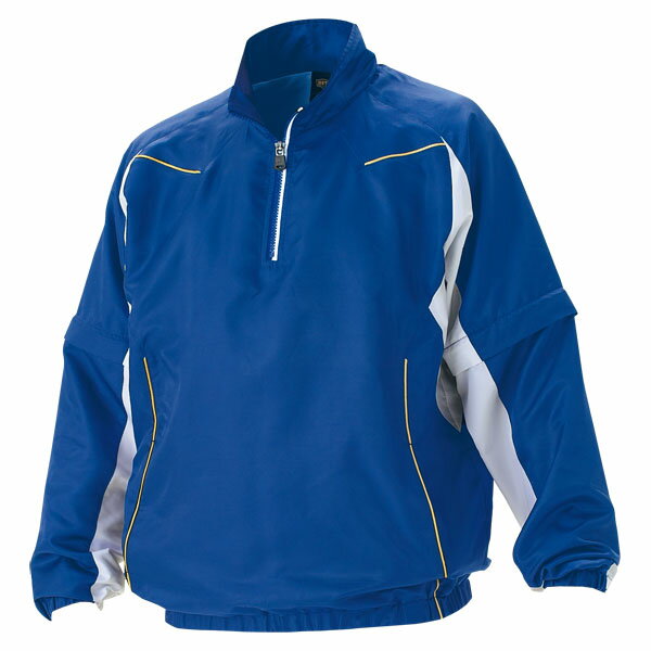 ZETT（ゼット）　長袖/半袖切り替え式ハーフジップジャンパー　BOV515　野球　ウインドウェア　Rブルー..