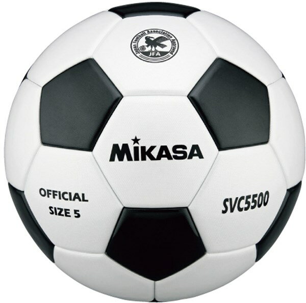 メーカー ミカサ（MIKASA） カテゴリー サッカー 分類 ボール 商品名 ミカサ（MIKASA）　SVC5500WBK　サッカーボール 検定球5号 貼タイプ 17SS 品番 MG-SVC5500WBK カラー・仕様・サイズ 素材：人工皮革 サイズ：5号球／円周68〜70cm、直径約22cm 仕様：貼り、ブチルチューブ 対象：一般・大学・高校・中学校 登録：特許出願 公認・検定：（公財）日本サッカー協会（JFA）検定球 推奨内圧：0．800kgf／平方センチメートル ※このボールは、たたんだ状態で保管、輸送しますと、空気を入れた後も表皮にシワが残ります。空気を入れた状態での保管、輸送をお願いします。 原産国：タイ 商品説明 技術革新した貼りサッカーボール 　 　 　 　 　 　 　 　 ※この商品のカラーは、 となります。