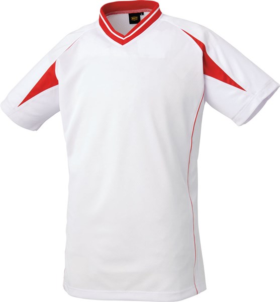 ZETT（ゼット）　BOT761　1164　野球　Vネックベースボールシャツ ベースボールTシャツ　ホワイト/レッド　22SS