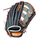 ＜ 限定クーポン発行中 お買い物マラソン 5/16 01:59まで ＞ Wilson（ウイルソン）　WBW100941 GR/NVY　野球　軟式 グラブ The Wannabe Hero デュアル　外野手用 00型 右投げ用　22FW