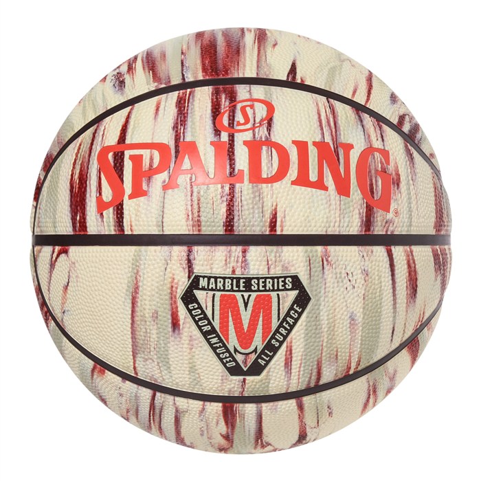 ＜限定クーポン発行中 11/27 01:59まで ブラックフライデー＞ SPALDING（スポルディング） 85-362J バスケットボール マーブル クリーム×スカーレット ラバー 7号球 25FW