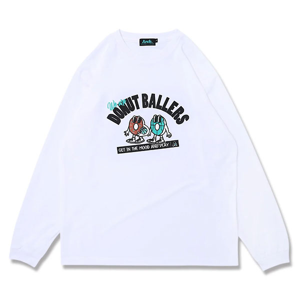<ネコポス発送 送料無料> ARCH(アーチ) T324128 WHT バスケットボール Tシャツ donut ballers L/S tee DRY 25SS