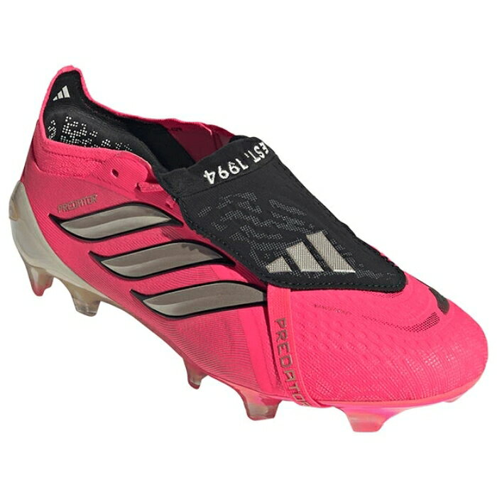 メーカー adidas（アディダス） カテゴリー サッカー 分類 スパイク 商品名 adidas（アディダス）　JP6237　サッカー　スパイク　PREDATOR プレデター ELITE フォールディングタン FG 26Q3 品番 ADJ-JP6237 カラー・仕様・サイズ カラー：JP6237（ソーラーターボ×サーマルクローム×コアブラック） 素材アッパー：合成繊維アウトソール：合成底 対応グラウンド：天然芝グラウンド 対象：メンズ・ユニセックス Road To Glory Pack 商品説明 プライムニットアッパーは、快適な一体型構造で足全体を自然に包み込む。アイコニックなフォールディングシュータンが、なめらかなインパクト面を生み出す。羽のように軽いNanostrike+メッシュを採用し、ソフトな足当たりと確かなグリップ力を発揮する。足元を支える軽やかなストライクフレームプレートが、グリップ力を発揮し、得点を生み出すベースをつくる。ミッドフットに搭載されたPowerspineテクノロジーが安定感をもたらし、より力強いシュートを後押し。足元をしっかり固定するシューレースクロージャーから先進的な素材まで、すべてのディテールがプレーを刺激する。 　 　 　 　 　 　 　 　 ※この商品のカラーは、 JP6237（ソーラーターボ×サーマルクローム×コアブラック） となります。