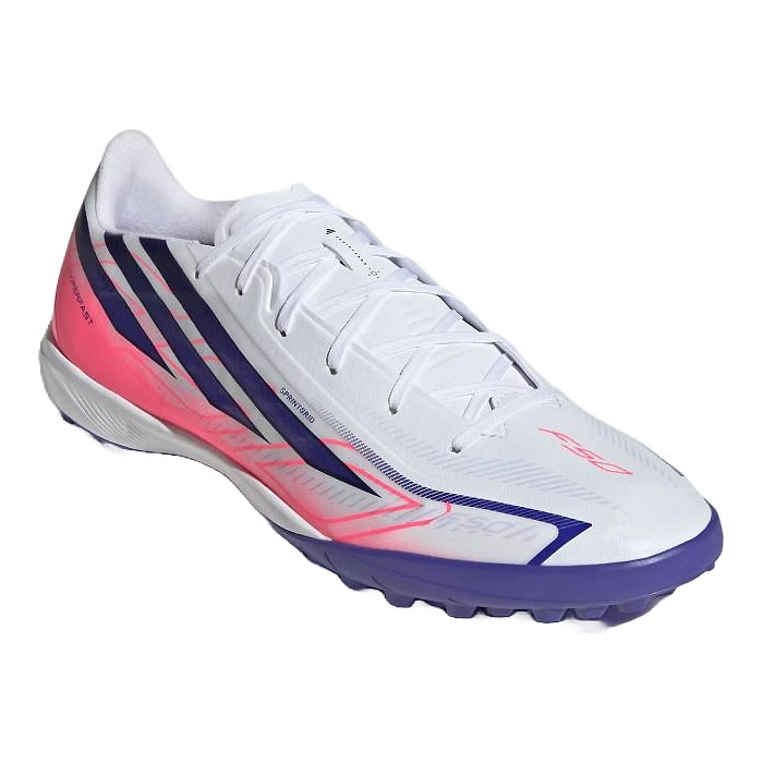 メーカー adidas（アディダス） カテゴリー サッカー 分類 トレーニングシュ-ズ 商品名 adidas（アディダス）　KJ3434　サッカー　トレーニングシューズ　F50 HYPERFAST LEAGUE TF 26Q3 品番 ADJ-KJ3434 カラー・仕様・サイズ カラー：KJ3434（クラウドホワイト×ソーラーパープル×ソーラーターボ） 素材アッパー：合成樹脂/合成繊維アウトソール：ゴム底 対応グラウンド：ターフ・ショートパイル人工芝グラウンド 対象：メンズ・ユニセックス CHAOS VS CONTROL PACK 商品説明 しなやかで軽やかなHaloskinアッパーが繊細なタッチを支え、プレーへの集中を高めてくれる。Haloshell+のエンジニアードメッシュは軽量性を引き上げ、Sprintgridのラインが、スピード感あふれる表情を足元に与える。 　 　 　 　 　 　 　 　 ※この商品のカラーは、 KJ3434（クラウドホワイト×ソーラーパープル×ソーラーターボ） となります。