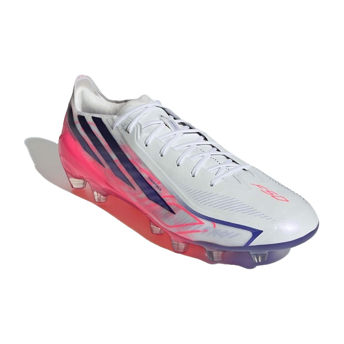 メーカー adidas（アディダス） カテゴリー サッカー 分類 スパイク 商品名 adidas（アディダス）　KK1038　サッカー　スパイク　F50 HYPERFAST ELITE HG/AG 26Q3 品番 ADJ-KK1038 カラー・仕様・サイズ カラー：KK1038（クラウドホワイト×ソーラーパープル×ソーラーターボ） 素材アッパー：合成繊維/合成樹脂アウトソール：合成底 対応グラウンド：土・ロングパイル人工芝・天然芝グラウンド 対象：メンズ・ユニセックス 生産国：ベトナム製 CHAOS VS CONTROL PACK 商品説明 高い順応性を備えたHaloskin+アッパーが軽量な足入れ感をもたらし、精密なグリップコーティングが、勝負どころでのプレーを後押し。Haloshell+エンジニアードメッシュが軽量性を実現。ハードグラウンド対応のアウトソールとスタッド配列が、硬いグラウンドでも必要な場面で安定したグリップ力を発揮。 　 　 　 　 　 　 　 　 ※この商品のカラーは、 KK1038（クラウドホワイト×ソーラーパープル×ソーラーターボ） となります。