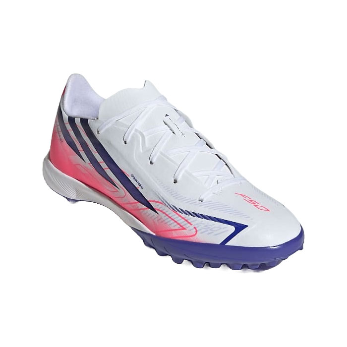 メーカー adidas（アディダス） カテゴリー サッカー 分類 トレーニングシュ-ズ 商品名 adidas（アディダス）　KK1321 サッカー　ジュニア トレーニングシューズ　F50 HYPERFAST LEAGUE TF 26Q3 品番 ADJ-KK1321 カラー・仕様・サイズ カラー：KK1321（クラウドホワイト×ソーラーパープル×ソーラーターボ） 素材アッパー：合成樹脂/合成繊維アウトソール：ゴム底 対応グラウンド：ターフ・ショートパイル人工芝グラウンド 対象：ジュニア 生産国：カンボジア製 CHAOS VS CONTROL PACK 商品説明 軽量EVAミッドソールがピッチでの快適さをサポート。クッション性と柔軟性を備え、試合やトレーニングでも快適な履き心地が続く。Haloskinアッパーは柔軟でミニマルな設計で、優れたボールタッチと軽やかな履き心地をもたらす。 　 　 　 　 　 　 　 　 ※この商品のカラーは、 KK1321（クラウドホワイト×ソーラーパープル×ソーラーターボ） となります。